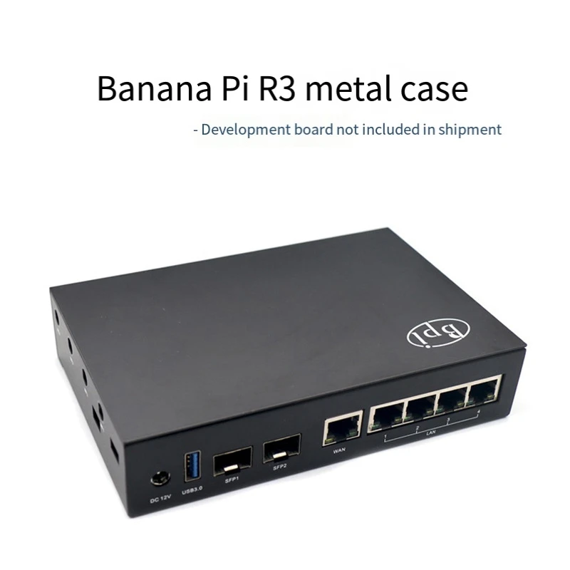 Desenvolvimento Multifuncional Board Case protetora, Black Metal Motherboard, Banana Pi R3, BPI-R3, 1 peça