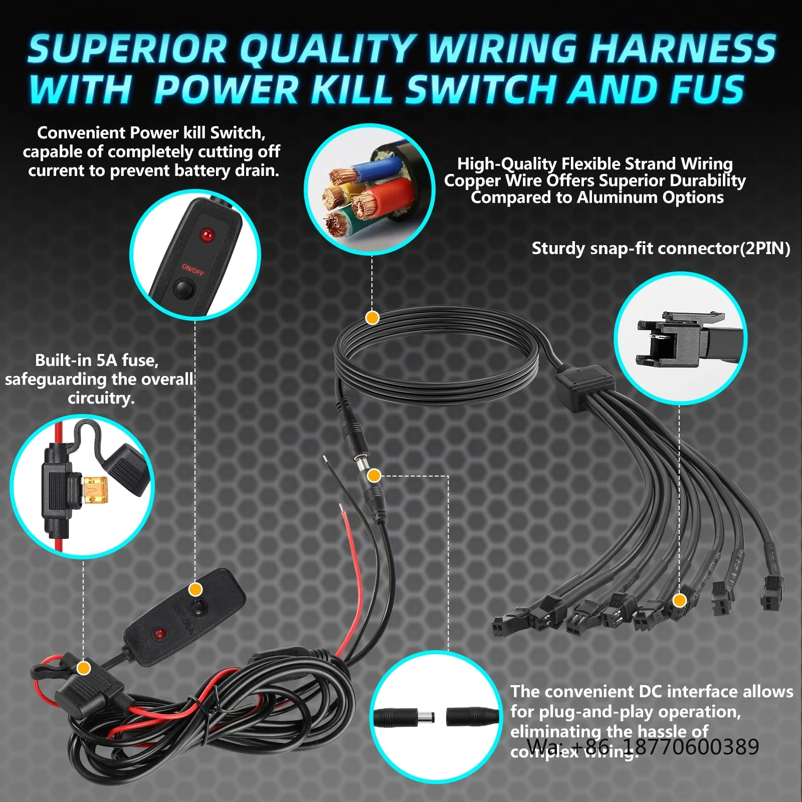 16Pods Pure White LED Rock Lights with Wiring Harness Power Kill Switch 6000K Underglow Lights 24W Waterproof for Trucks Jeep