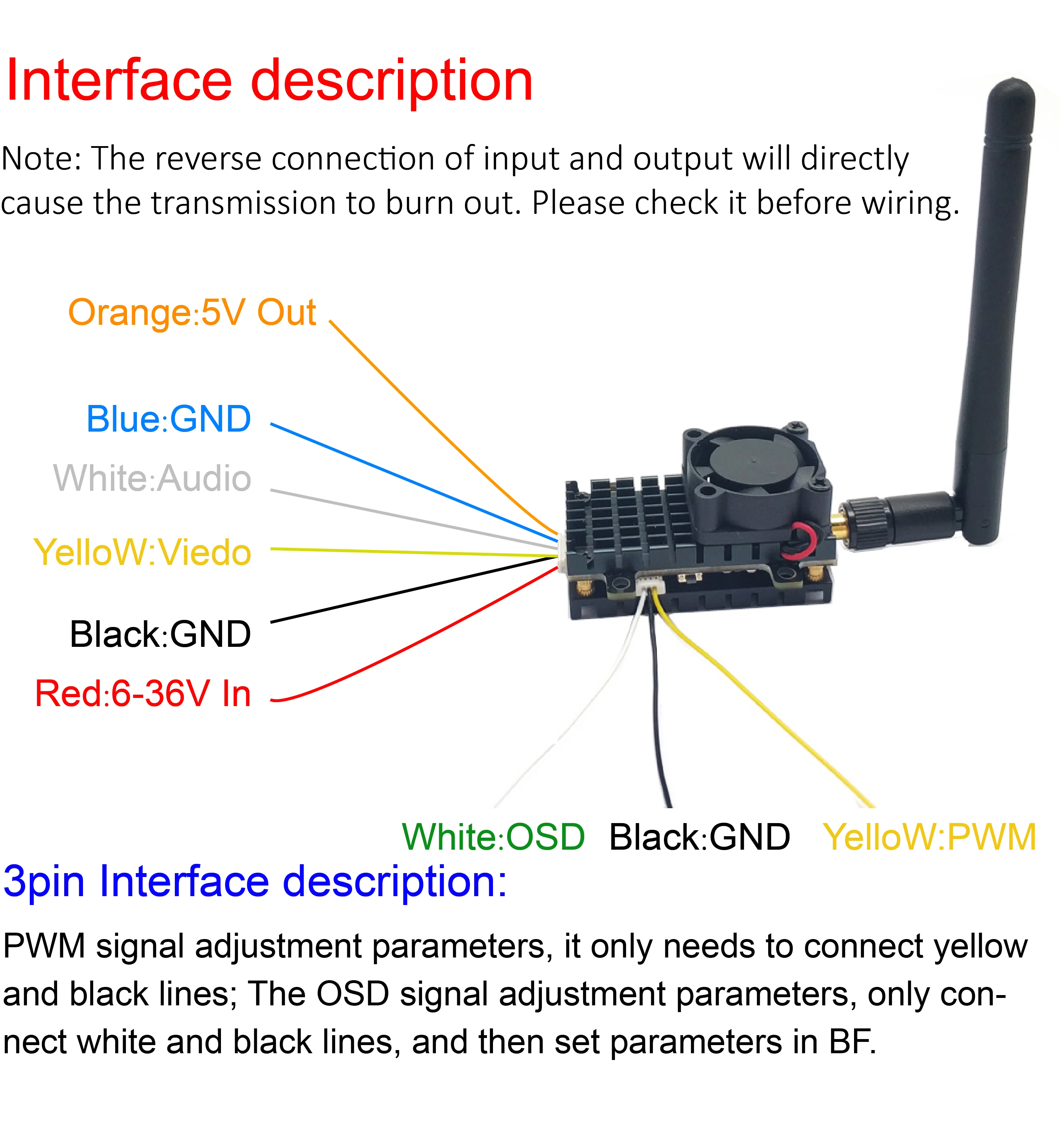 EWRF-mini receptor de alta sensibilidad 708R/5,8G, 48CH, 2000mW, transmisor, lanzador, modulador FM de banda ancha, vídeo para multicóptero FPV RC