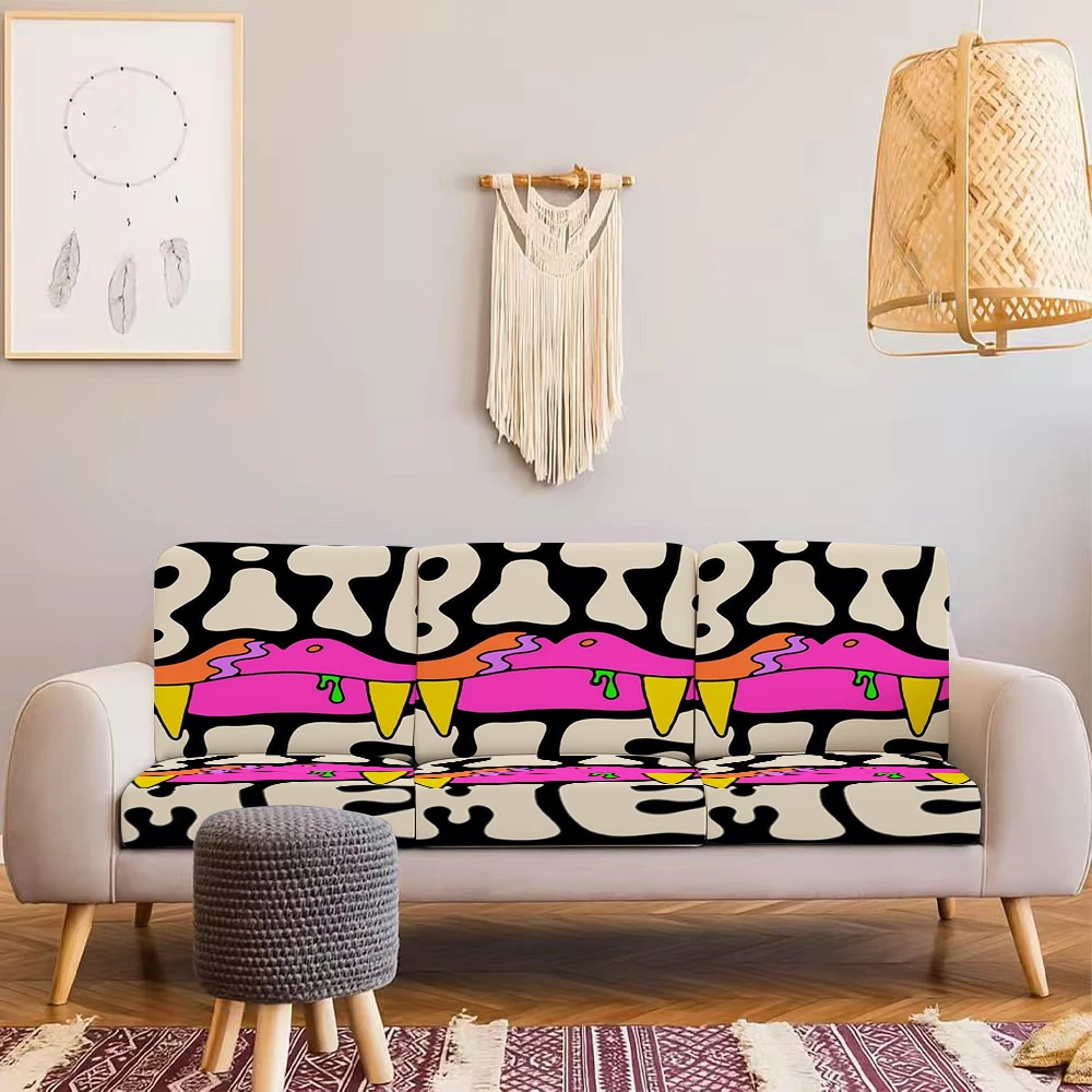 Summer Outdoor Sofa Cover with Vibrant Cartoon Pattern, Elastic Milk Silk Sofa Cushion Cover, Pet - Friendly