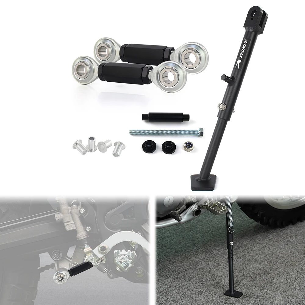 

For Honda CRF300L CRF 300L Rally 2021 2022 2023 2024 Motorcycle Adjustable Kickstand Side Stand & Rear Suspension Lowering Links