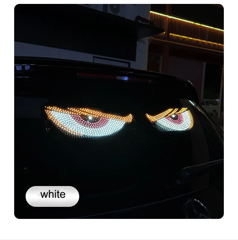 Dynamic Devil's Eye Light Car Sticker LED Display, Truck, Car, Front and Rear Glass Lights USB Port