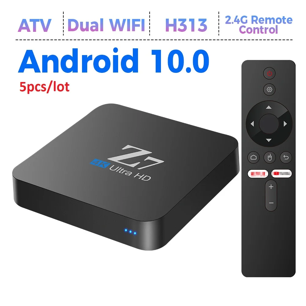 

5pcs/lot Z7 Android 10 TV Box 2.4G &5G Dual WIFI 4K HDR 3D 2GB 8GB Allwinner H313 Quad Core Global Media Player 2.4G Control