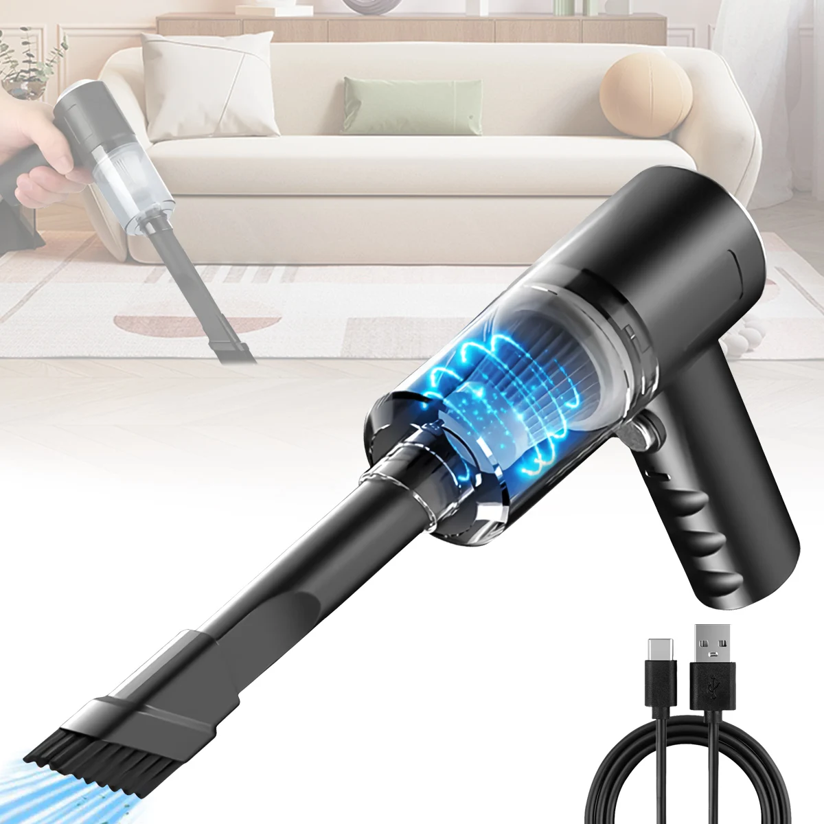 Portable Car Vacuum Cleaner 5500Pa Blowable Cordless Handheld Auto Vacuums Dual Use Mini Vacuum Cleaner For Car Home