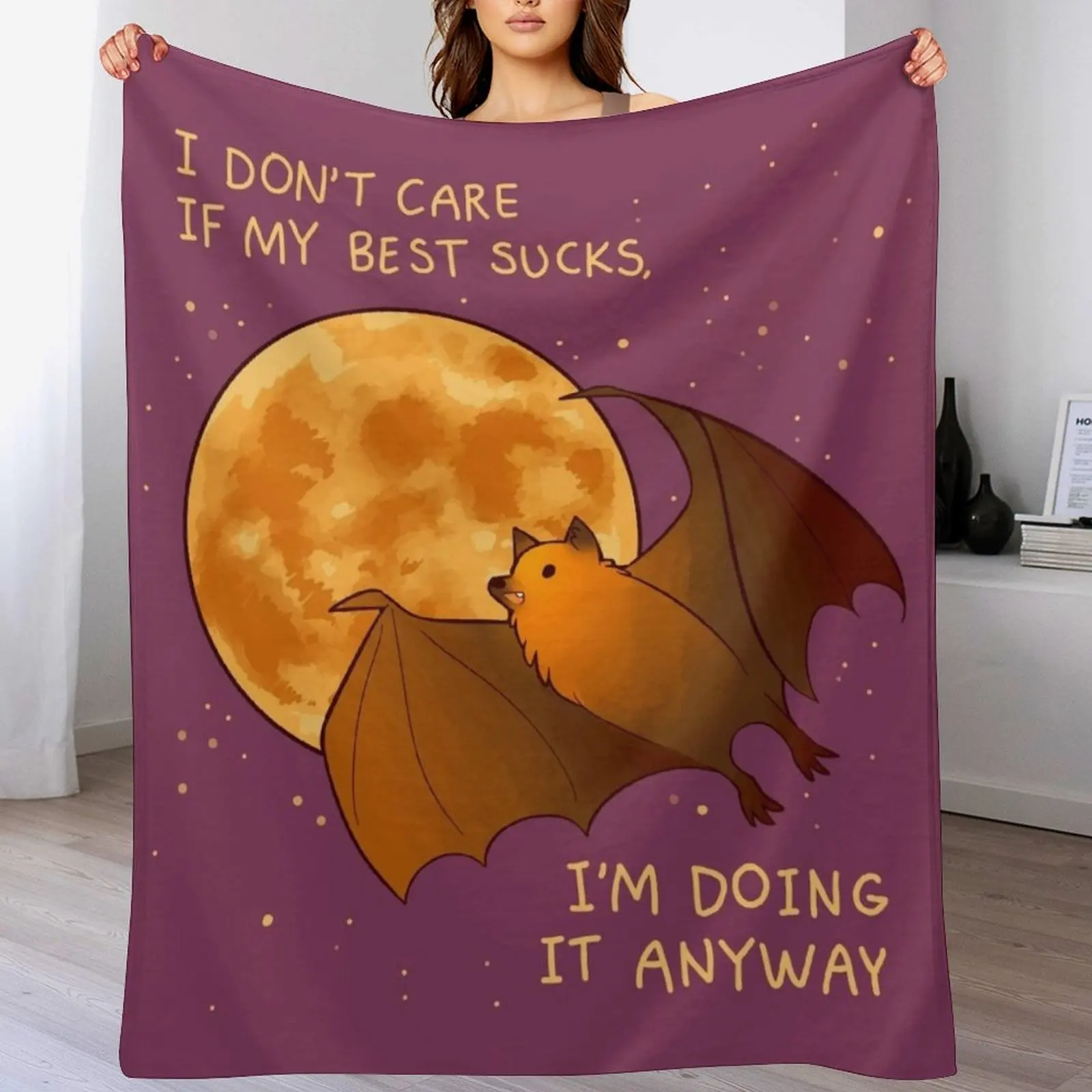 

I DON'T CARE IF MY BEST SUCKS Flying Fox Bat Throw Blanket Durable Warm Blanket for Daily Home Use