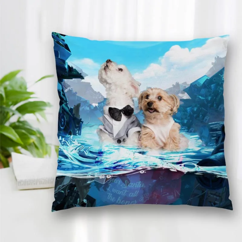 Cushion Funny Dog Waves Cover Throw Pillow Case Cushion For Sofa/Home/Car Decor Zipper Custom PillowCase 9.29