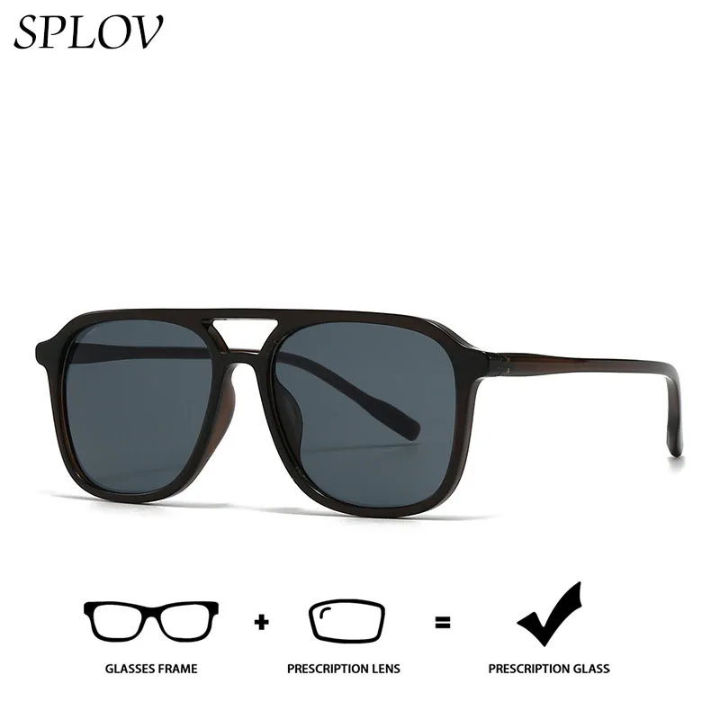 

SPLOV Classic Square Prescription Sunglasses Customized Prescription Lenses Men's and Women's Retro Sunglasses UV400