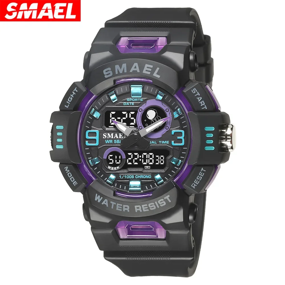 NEW SMAEL Astronaut Student Watch Male and Female Student Multifunctional Waterproof Luminous Watch Sports Dual Display