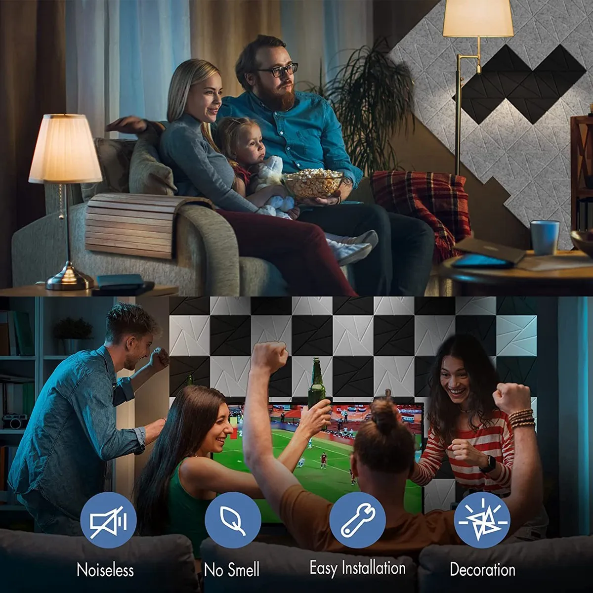 Pannelli acustici da 12 pezzi con autoadesivi, pannelli in schiuma fonoassorbente 12X 12X 0,4 pollici, pannelli acustici ad alta densità, grigio argento XY