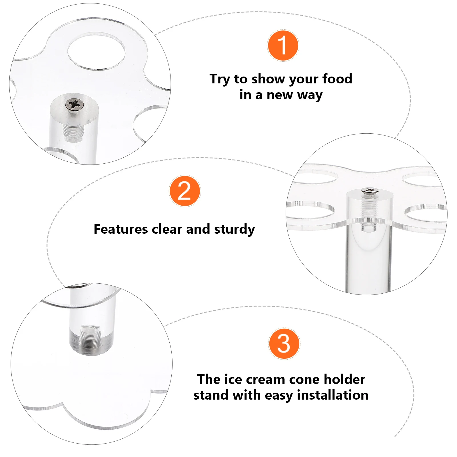 

2pcs Ice Cream Cone Holder Acrylic 4 Holes Transparent Storage Shelf For Dessert Display Rack Table Decor Diy Party