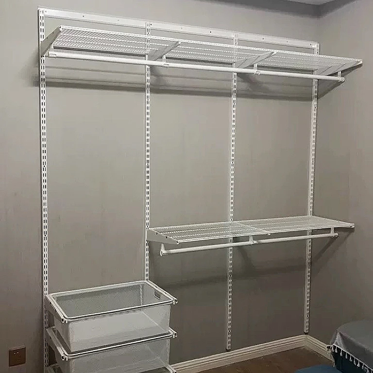 

Factory Metal Wall Mount Shelf Closet Wall Storage Open System Aluminum Multifunctional Shelf Organizer