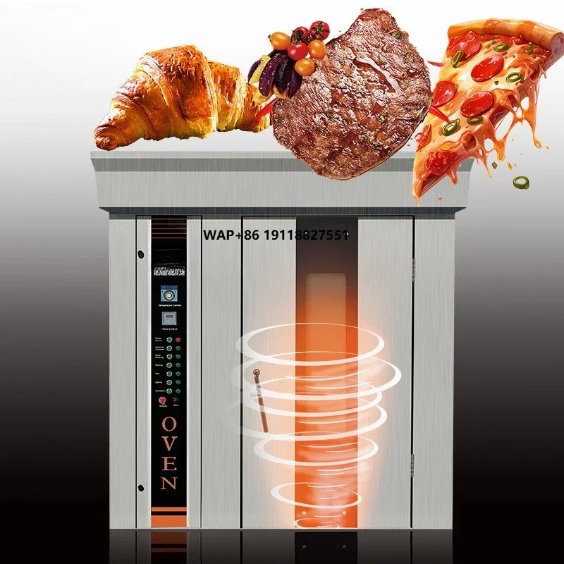 

Gas Industrial Rotary Oven for Bakery Bread Baking Commercial 32 Trays Stainless Steel Rack Oven with 1 Year Warranty