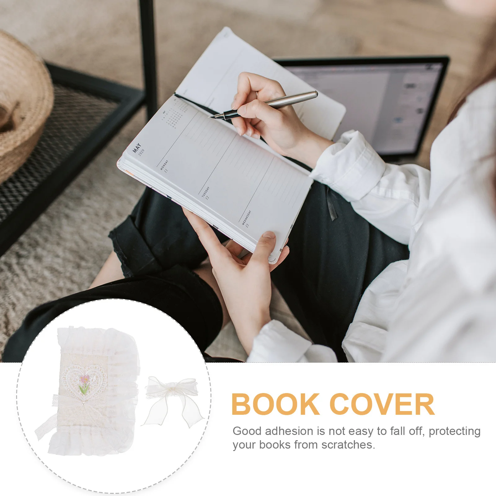 Capa de livro requintada, capa protetora de tecido delicado para livros, capa reutilizável e elegante para uso em galeria de coleção pessoal