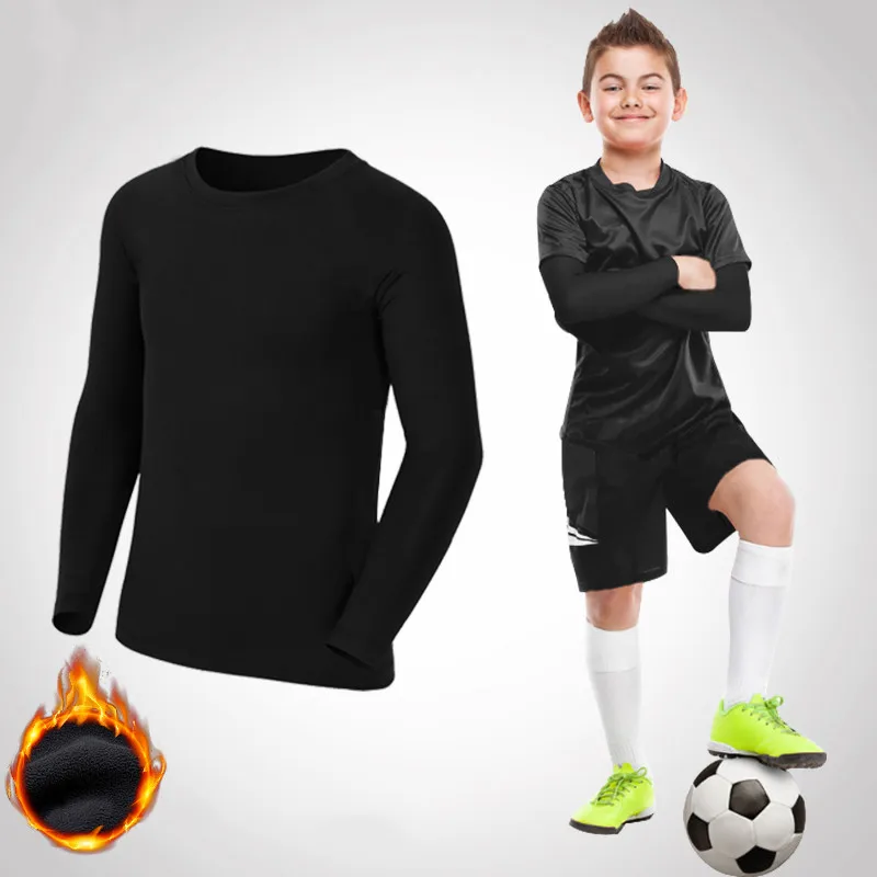 Kids Children Boy Girl Running Long T Shirt Fitness Sport Basketball Football Outdoor Hiking Jogging Thermal Soccer Clothes J25