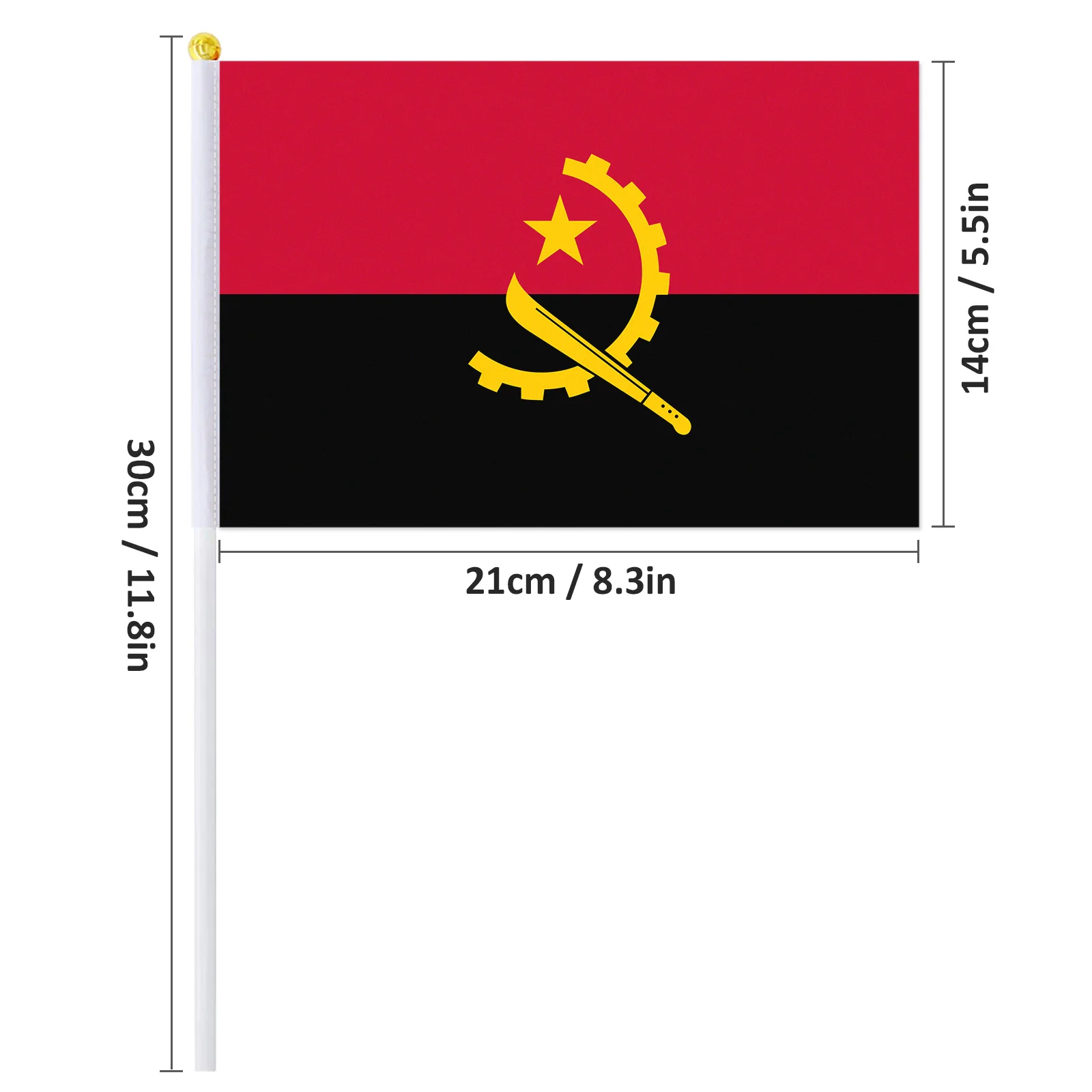 PTEROSAUR 14*21cm Angola Hand Flag, Angola Angolan National Flag World African Countries Hand Held Small Waving Flag, 50/100pcs