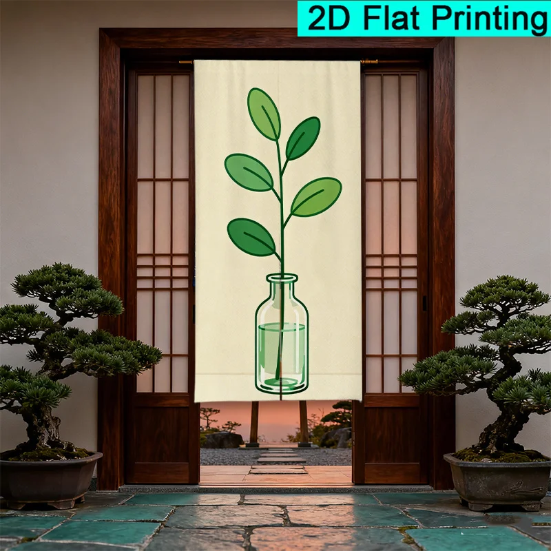 Botanical Leaf Pattern Room Divider Curtain Fabric Screen Privacy Divider Backdrop Boho Greenery Plant Decor for Living Room Ind