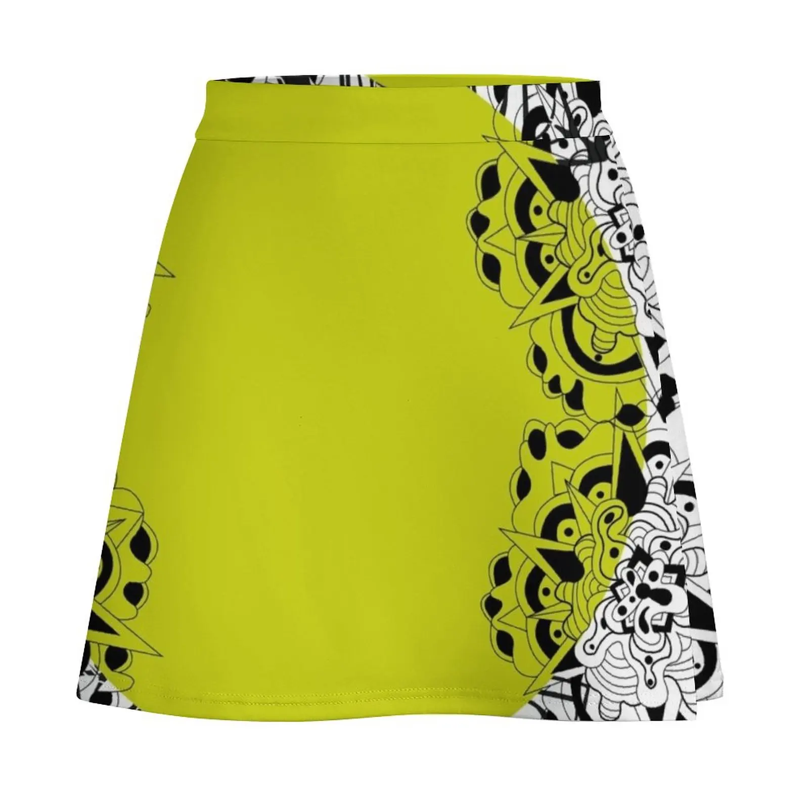 Mandala yellow Mini Skirt korean style skirts summer 2026 woman women's stylish skirts Mini Skirt
