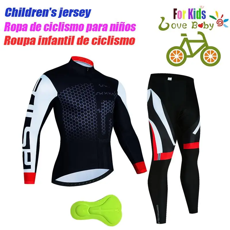 Hoge kwaliteit kinderfietskleding zomer kinderjersey set fietsen kleding met lange mouwen pak MTB kinderfietskleding 2023