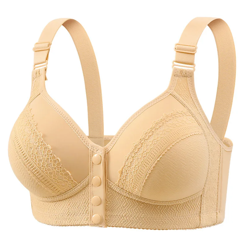 Postpartum Still-BH 3/4 Cup, kein Drücken, Alltags-BH für Mädchen, einfarbig, atmungsaktiver Spitzen-BH ohne Bügel für Damen, mit Knopfverschluss vorne.