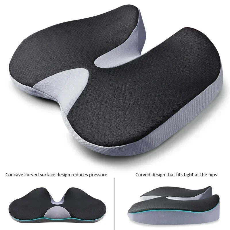 Memory Foam Seat Cushion for Office Chair Car Ergonomic Non Slip Orthopedic Coccyx Support Cushion Tailbone Pressure Relief Pad