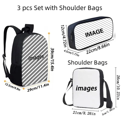 Imagen 2 del producto Mochila escolar para niños con bloques de construcción, conjunto de tres piezas, bolso de hombro digital para escuela primaria, bolso para bolígrafos, el mejor regalo para niños y niñas