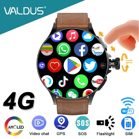 2025 새로운 4G Smartwatch WiFi SIM 카드 카메라 64GB 메모리 손전등 NFC 긴 배터리 수명 Hua Wei Android 용 AMOLED 스마트 시계