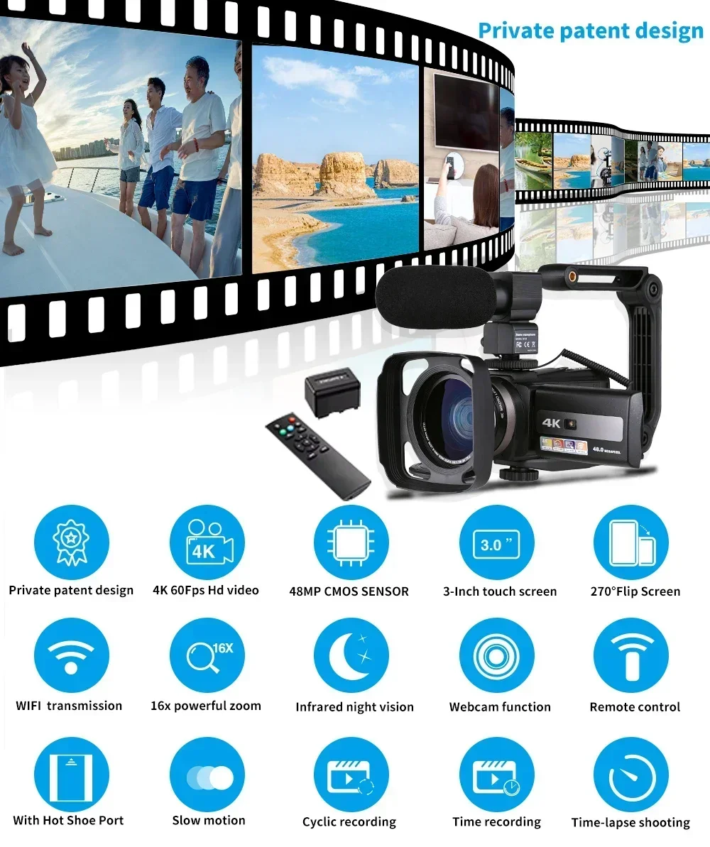 high quality 48MP Digital professional video camera for streaming Live youtube Camcorder HD dslr  4k Video vloging camera