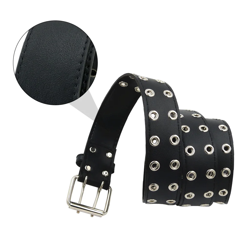 

1Pcs Male Artificial Double Row Buckle Belt Fashion Durable Metal Alloy Buckle Casual Work Jeans Versatile Male