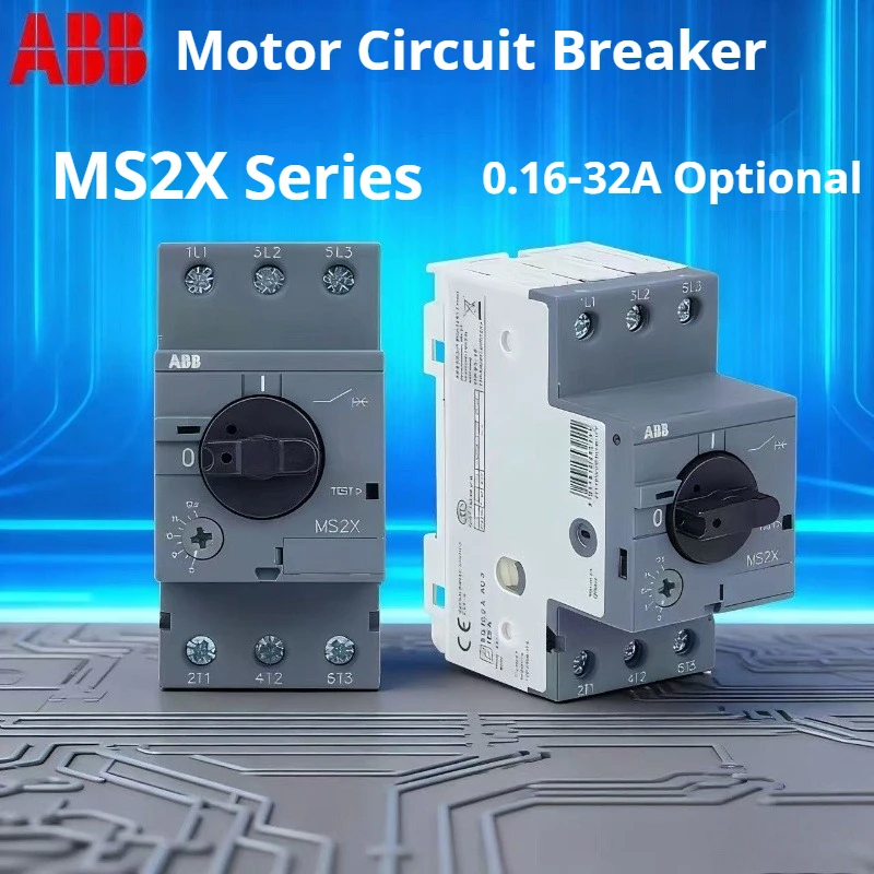 Disjuntor de proteção de motor ABB, série MS2X, disjuntor de proteção de motor, protetor de motor