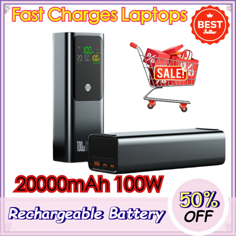 

20000mAh 100W Power Bank 20000mAh External Battery Capacity Fast Charging Portable Charger Powerbank For Laptop iPhone Samsung