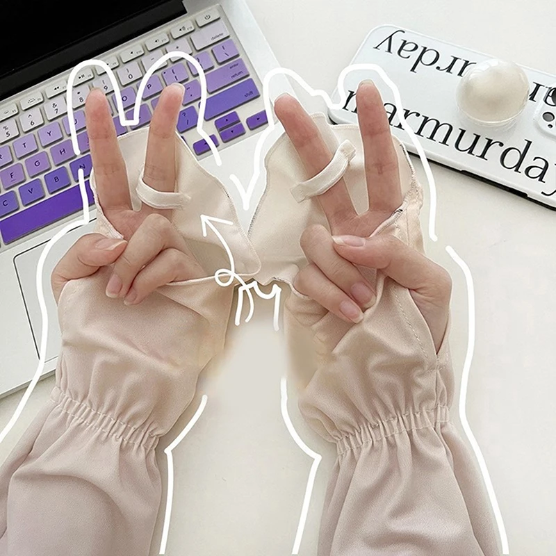 Summer Outdoor UV Protection Finger Long Gloves UPF50+Sunscreen Touchable Screen Sleeve Driving Bicycle For Outdoor Travel