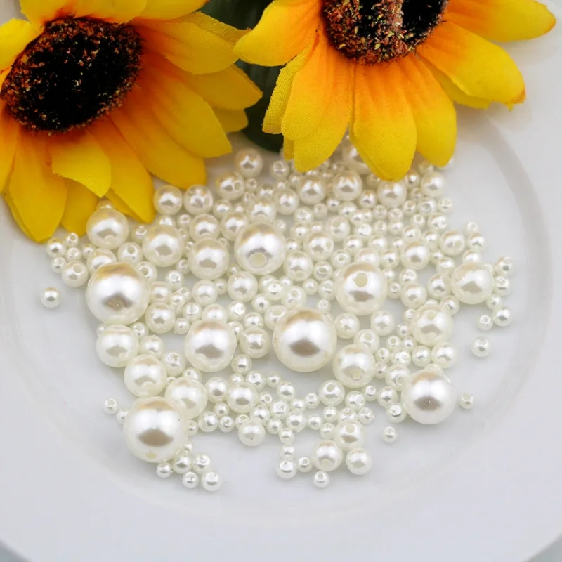 Mix 3/4/5/6/8MM ABS Imitation Pearl Round Beads With Holes DIY Necklace&Bracelet Jewelry Making Findings 150-200pcs