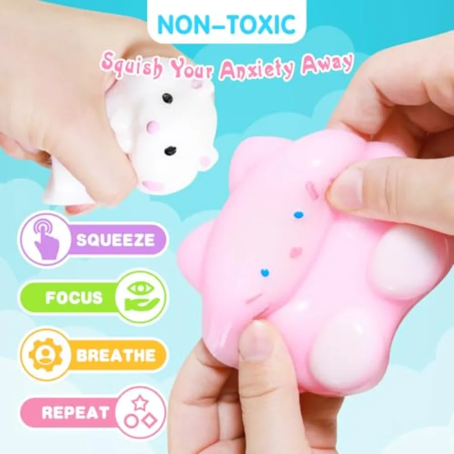 Squishy 20Pack, Kit de brinquedos Squishy Fidget, inclui brinquedos de pintinho, patas de gato, hamster, brinquedo de alívio do estresse, brinquedos de apertar, festa