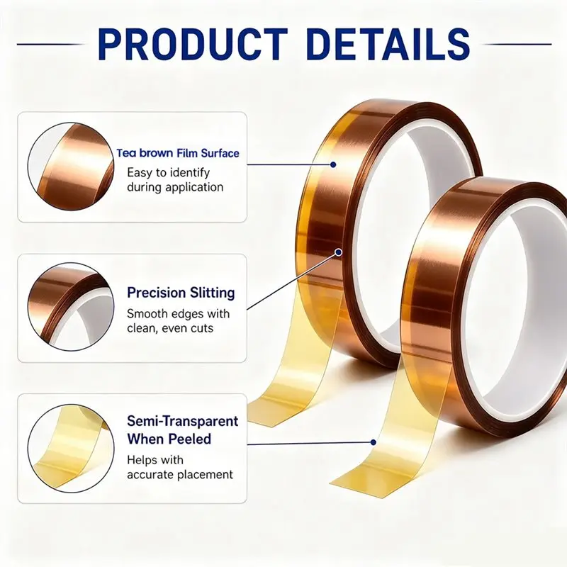 LLCS-Strong Adhesion 20Mm X 30M Heat-Resistant Transfer Tape- Polyimide High Temperature Tape(2 Rolls), Heatproof Kapton Tape
