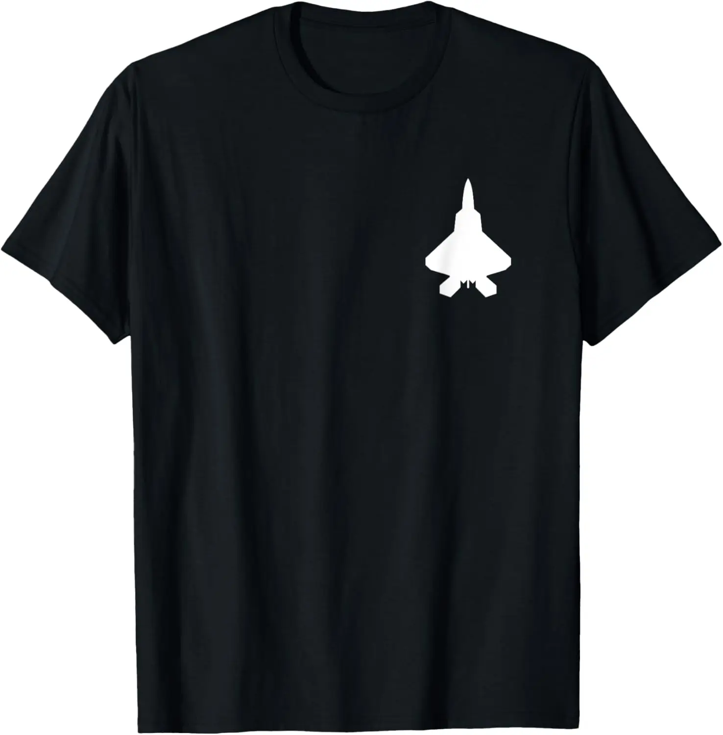 F-22 Raptor Fighter Jet Top View Silhouette T-Shirt Short Sleeve Casual 100% Cotton Shift