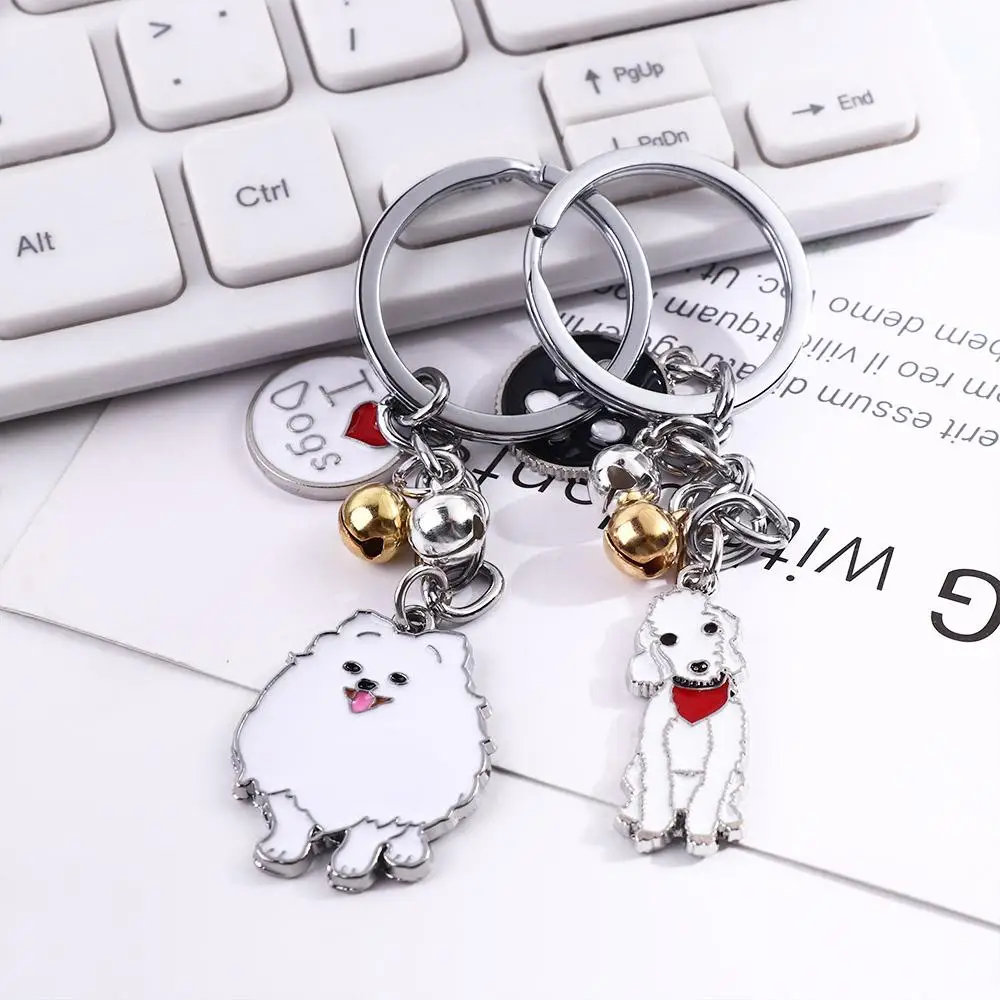 Women Bag Jewelry Husky Enamel Maltese Animal Bell Dog Pendant Dog Keychain Pet Keychain Pet Keyring