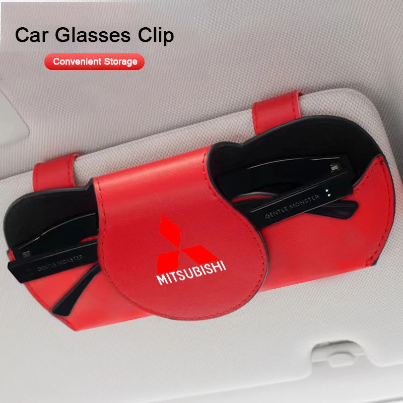 Estuche para gafas de coche, parasol de gamuza, soporte para gafas de sol para Mitsubishi Asx Lancer Outlander Pajero Ralliart Car