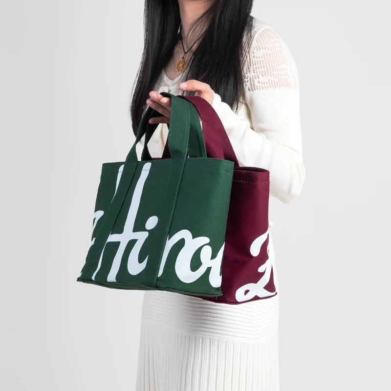 New Popular Color-blocked Canvas Bag Fashion Letter Small Tote Bags Casual Handbag Storage Shopping Bag