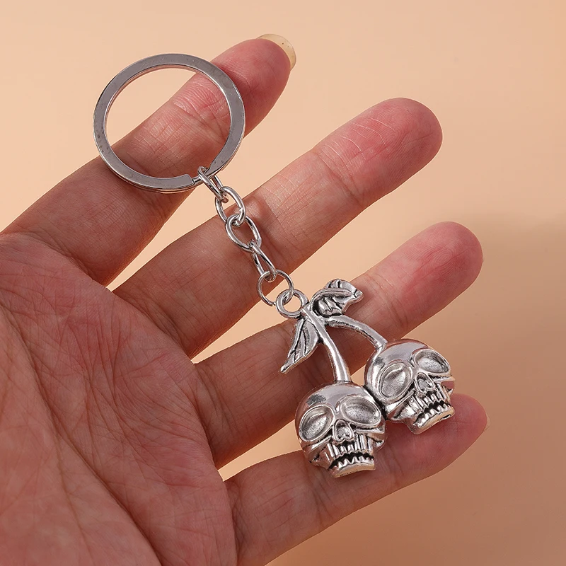 Punk Metall Schädel Kopf Schlüssel bund für Auto Schlüssel Frauen Männer Handtasche Anhänger Schlüssel ringe Zubehör DIY Schmuck Geschenke – Detail 2