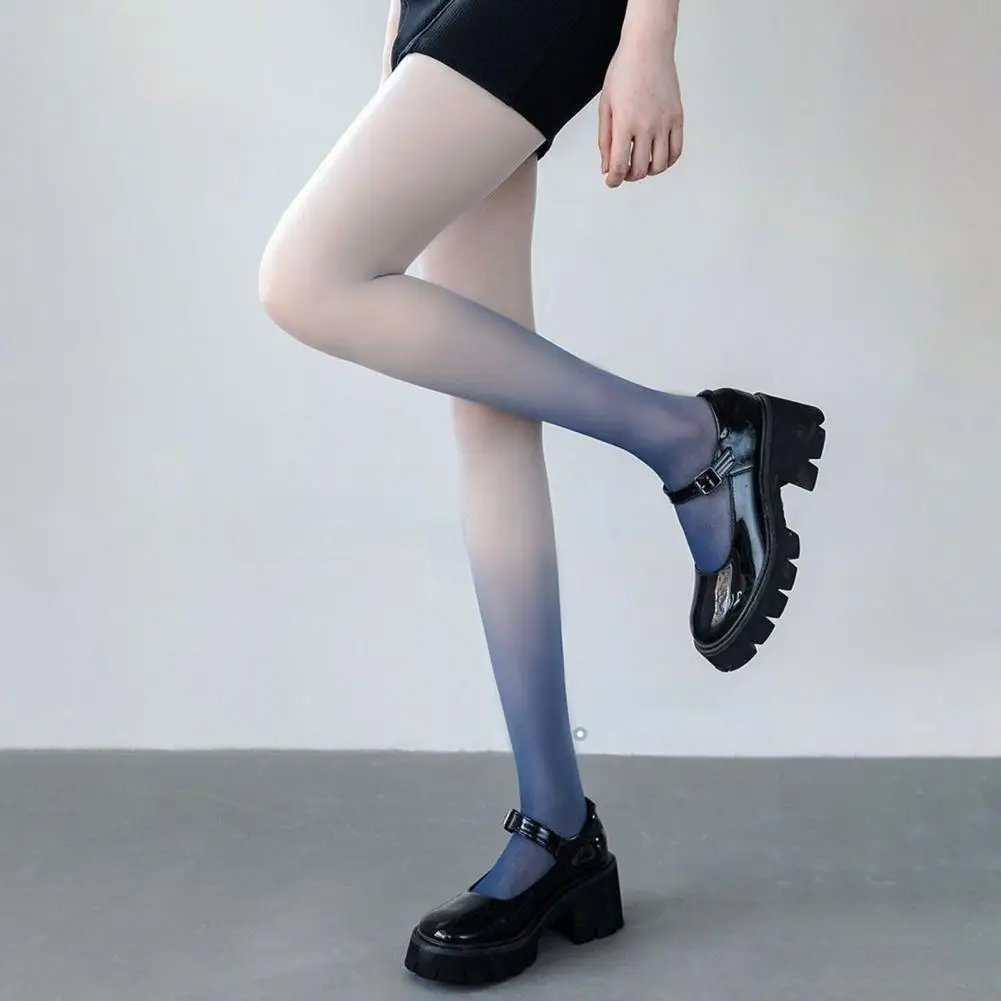 الإناث الفتيات التدرج التباين اللون جوارب طويلة مرونة عالية نحيل تنفس النساء تأثيري الجوارب الملونة JK أنيمي جوارب #2