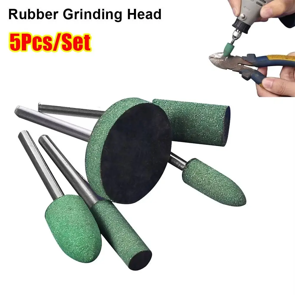 

5Pcs/Set Mounted Rubber Grinding Head Finish Polish Die Rotary Polishing Abrasive 3mm Shaft Grinding Stone Wheel