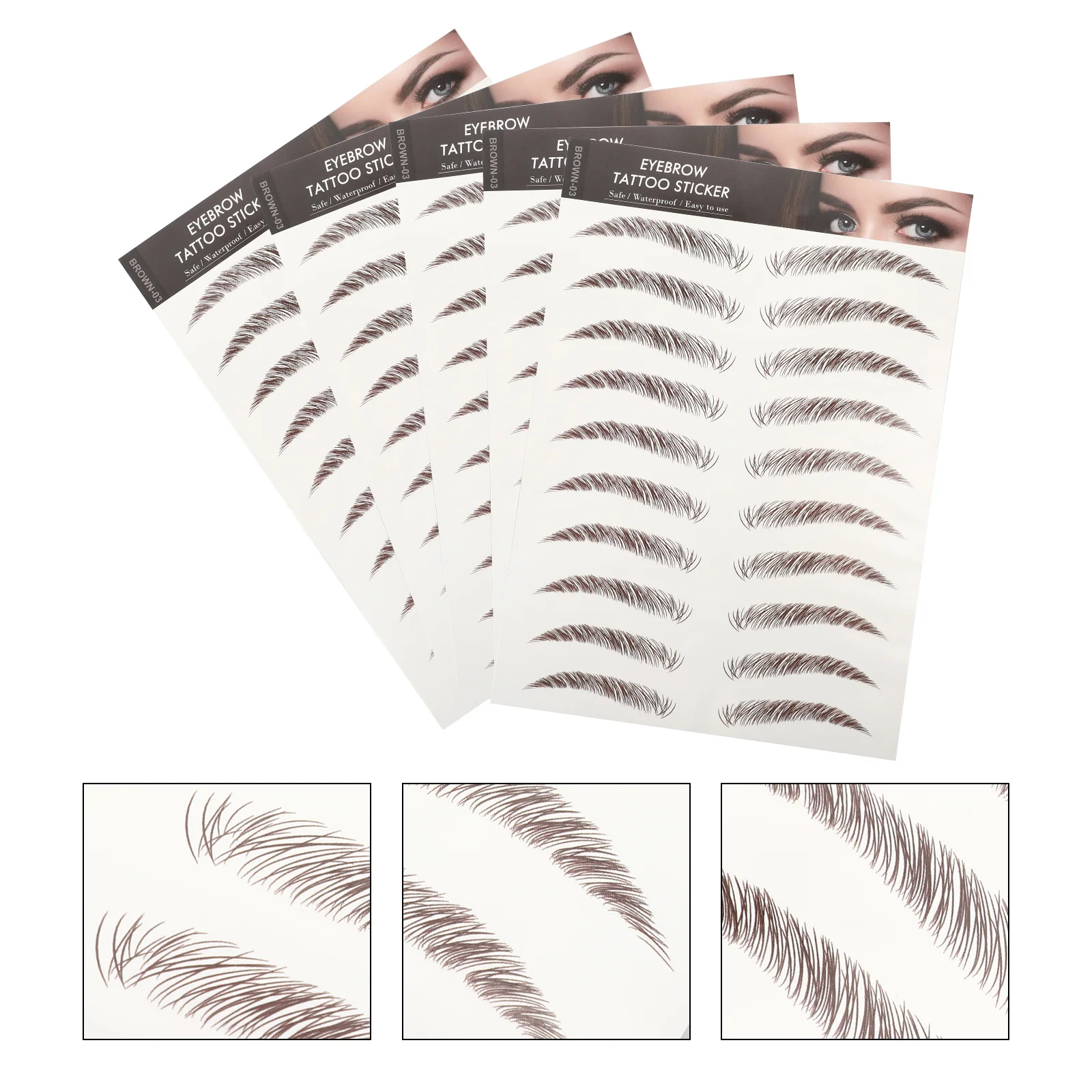 

5 Sheets Temporary Brow Tattoos Natural-Looking Eyebrow Transfer Stickers Easy to Use for Flawless Full Eyebrow Appearance