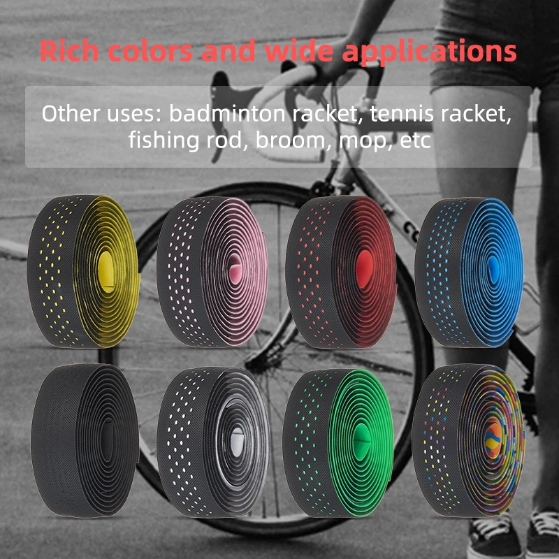 Soft Road Bike Bar Tape Cork EVA PU Bike Handlebar tape Bar Tape Professional Cycling Damping Anti-Vibration Wrap With 2Bar Plug