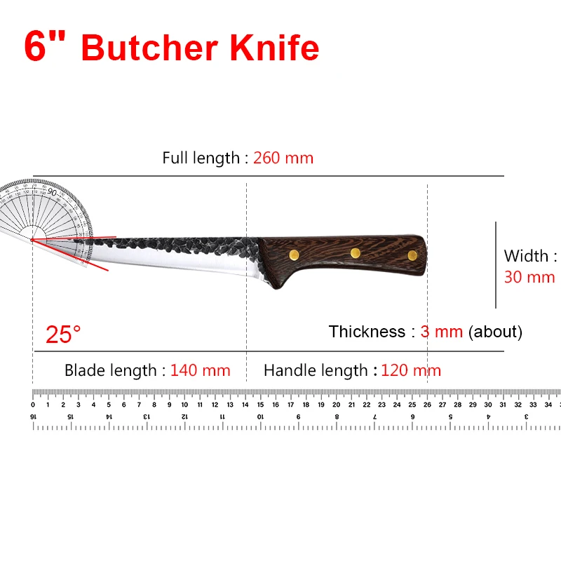 Utility Slicing Knife Barbecue Meat Fruit Fish Filleting Boning Knife Hand Forged Blade Wood Handle Kitchen Knives Chef Cooking