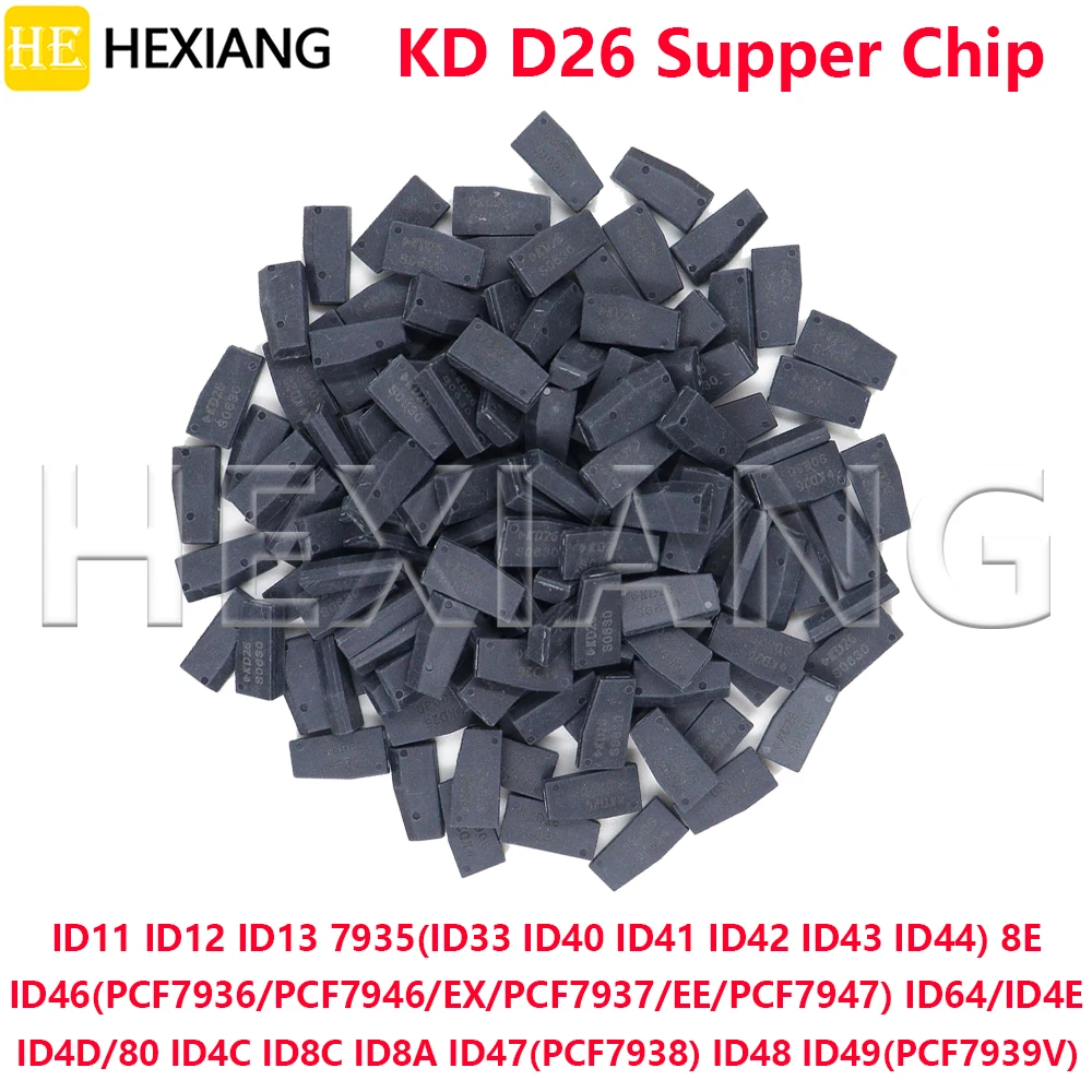 

HE Универсальный пустой KEYDIY D26 суперчиповый чип-транспондер для автомобильного ключа для ID11 ID12 ID13 ID4D/80 ID33-ID44 ID46 ID47 ID48 ID64 8A 8E