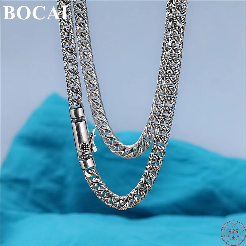 

BOCAI S925 Sterling Silver Necklaces for Men Women New Men's Fashion Eternal Vine Flat Horsewhip-chain Argentum Bracelets