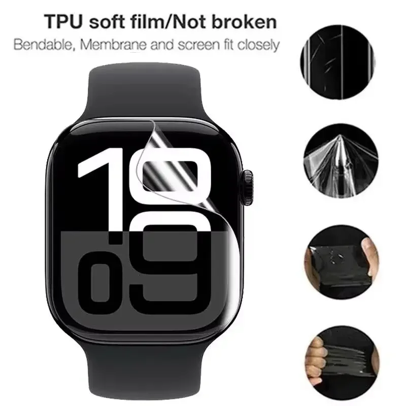 Screen Glass Protector Film For Apple Watch 10 46mm 42mm Ultra 2 49mm Soft Full Cover Film iWatch 9 8 7 6 5 45mm 41mm 44mm 40mm image 2