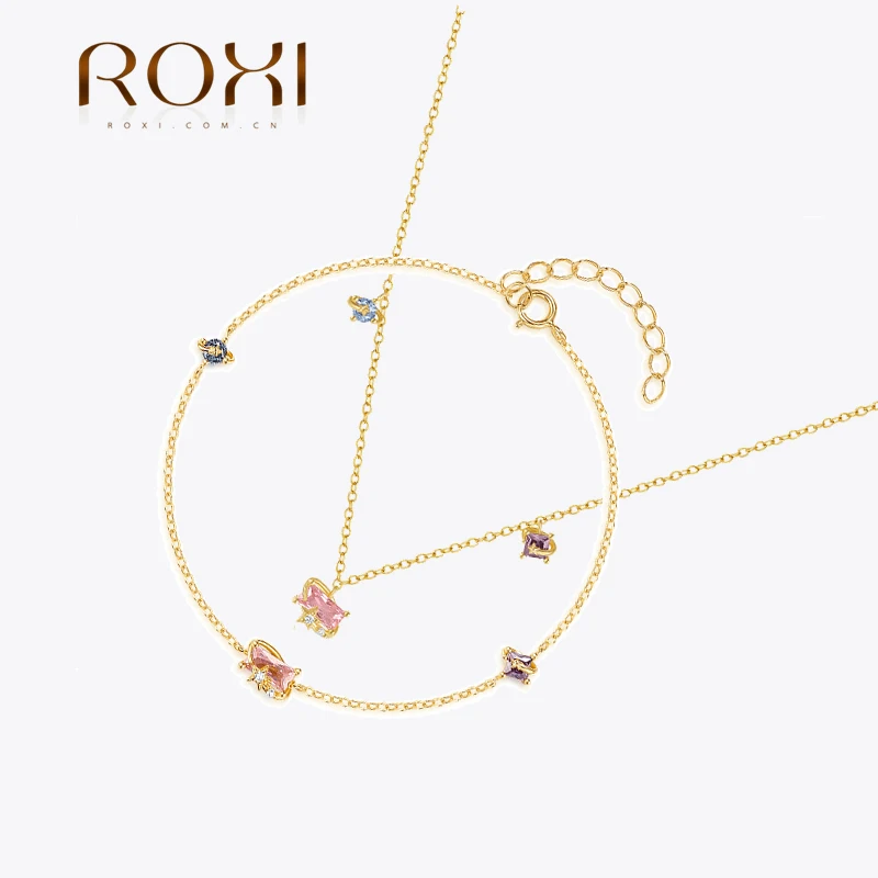 

Женский браслет из серебра 925 пробы, с синим/фиолетовым/розовым Цирконом