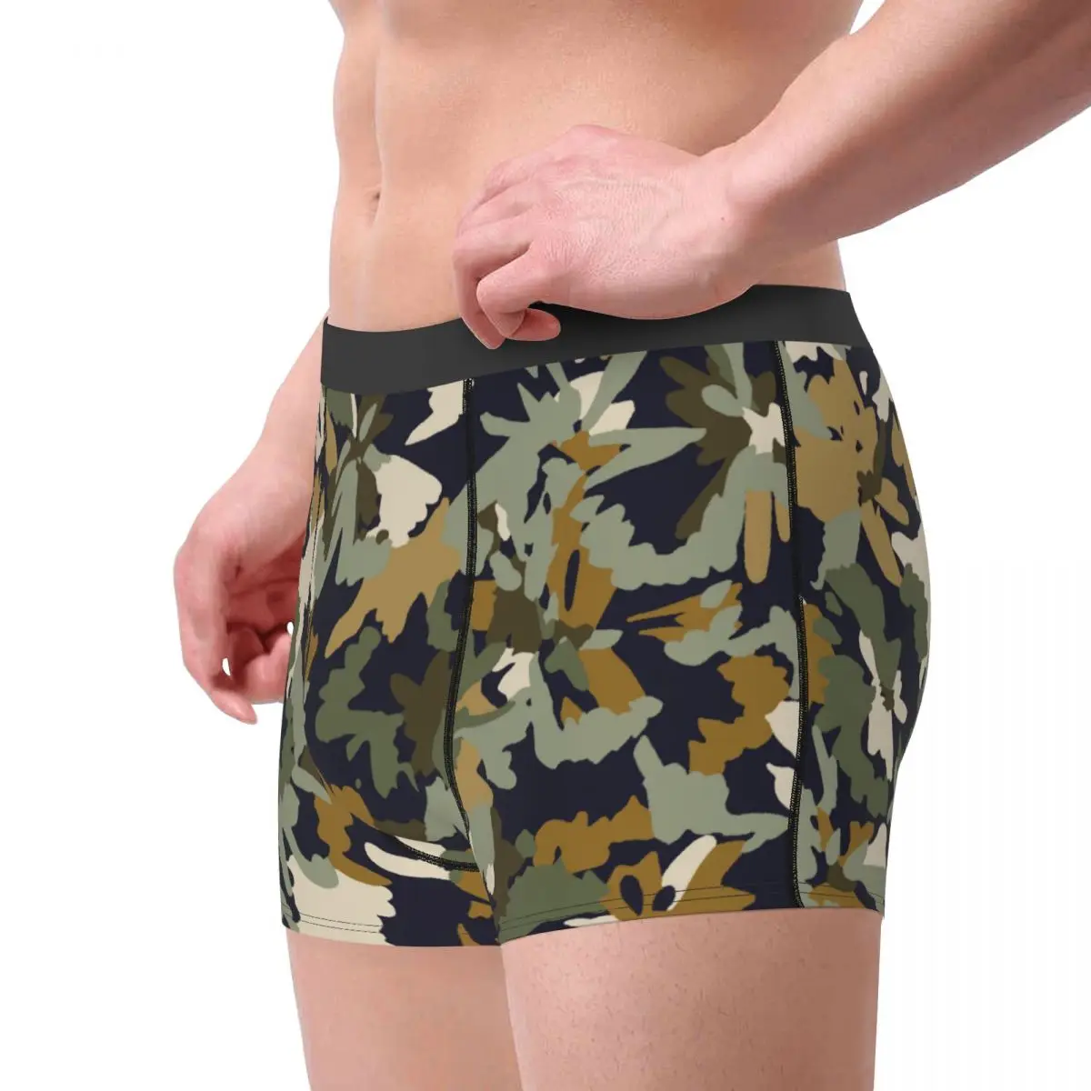 Camouflage Flower Men Underwear Boxer Briefs Shorts Panties Sexy Breathable Underpants for Male Plus Size