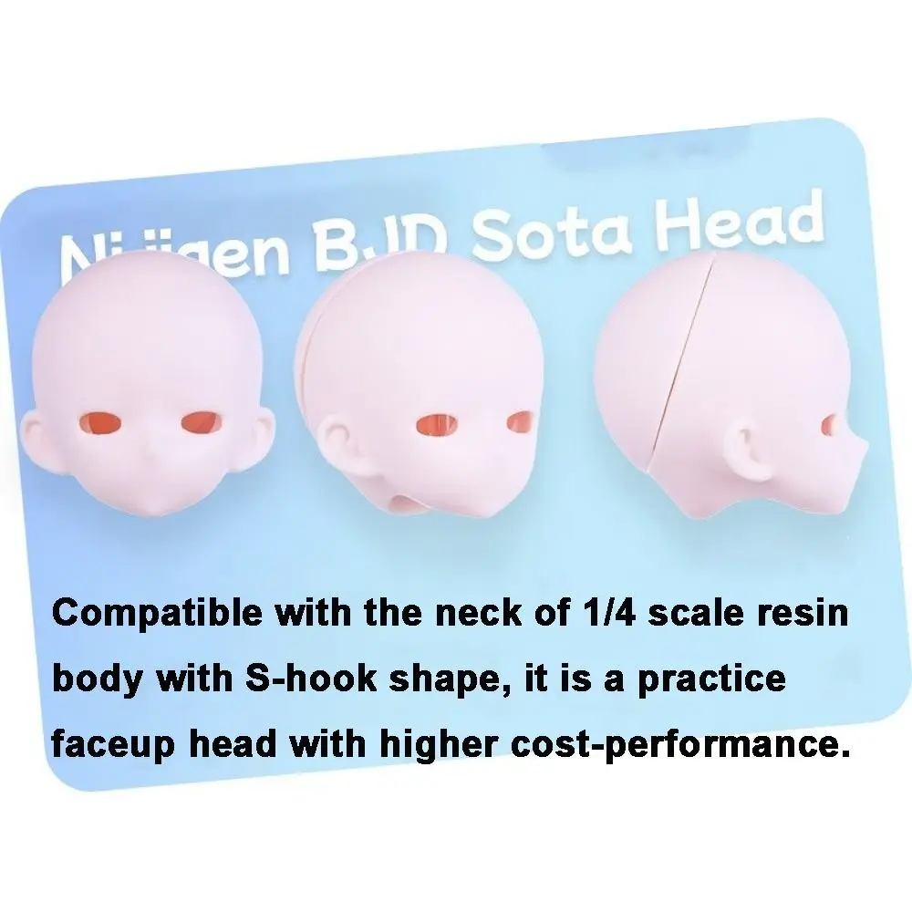 Kein Make-up zu öffnender Bjd-Babykopf, PVC, Anime-Stil, 1/4 BJD, Anime-Headsculpt, weiße Haut, Bjd-Puppenkopf, Make-up-Übung